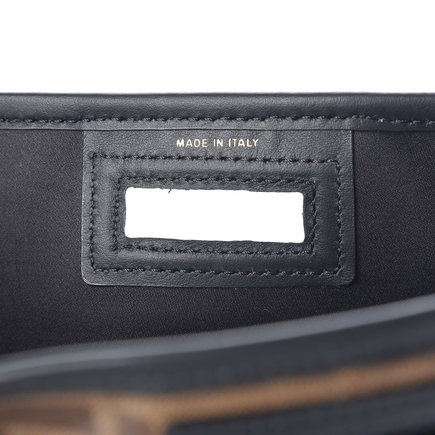 Glazed Fabric Vitello Century FF 1974 Stamp Patch Medium Peekaboo Defender Cover Mogano Panna Black
