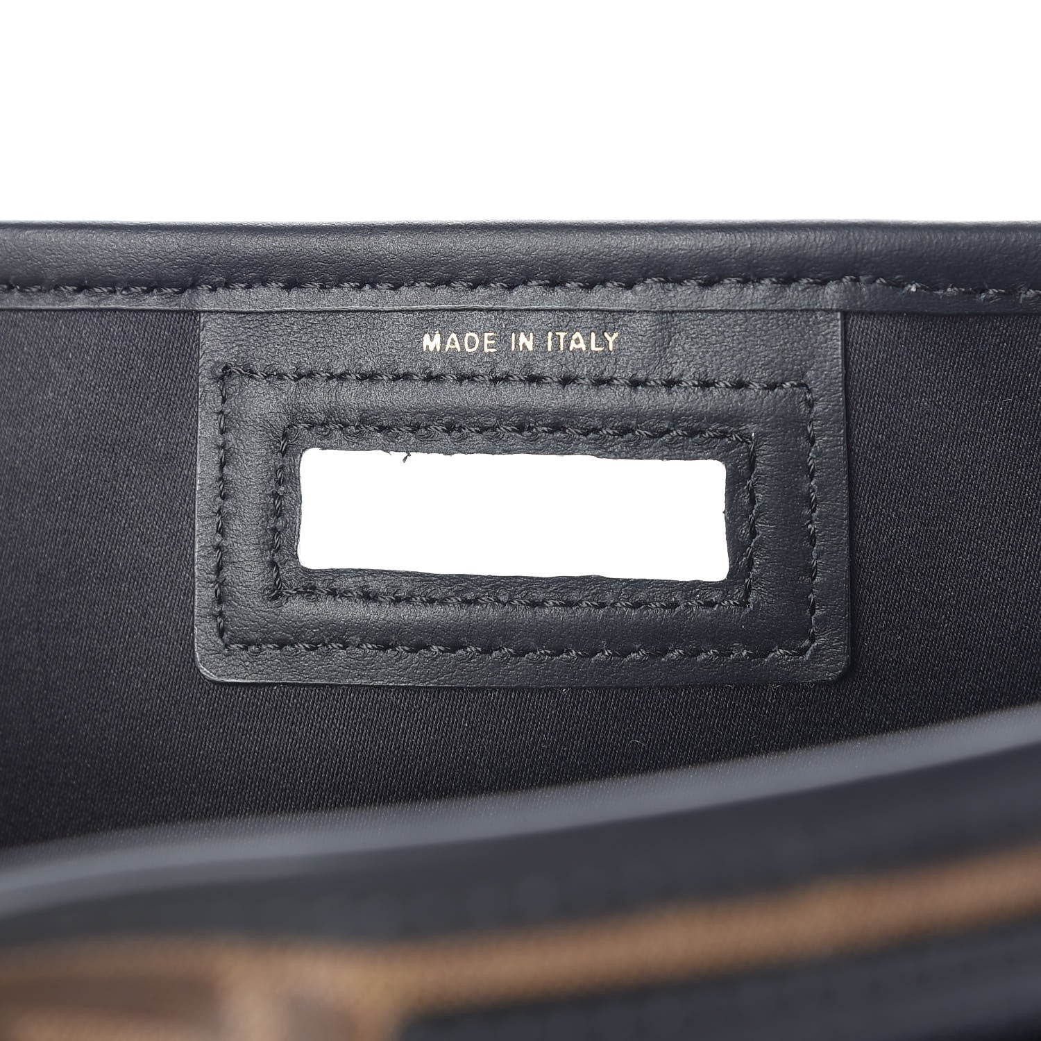 Fendi Glazed Fabric Vitello Century FF 1974 Stamp Patch Medium Peekaboo Defender Cover Mogano Panna Black 7 of 10