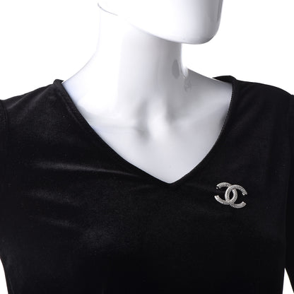 Chanel Baguette Crystal CC Brooch Silver 3 of 5