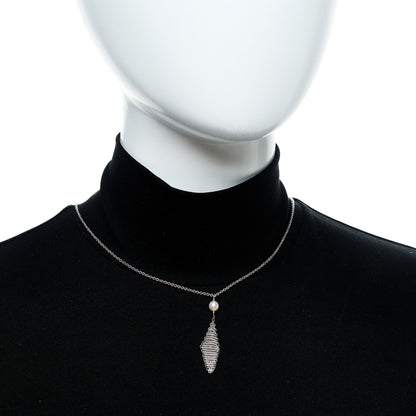 Tiffany Sterling Silver Pearl Elsa Peretti Mesh Pendant Necklace 2 of 6