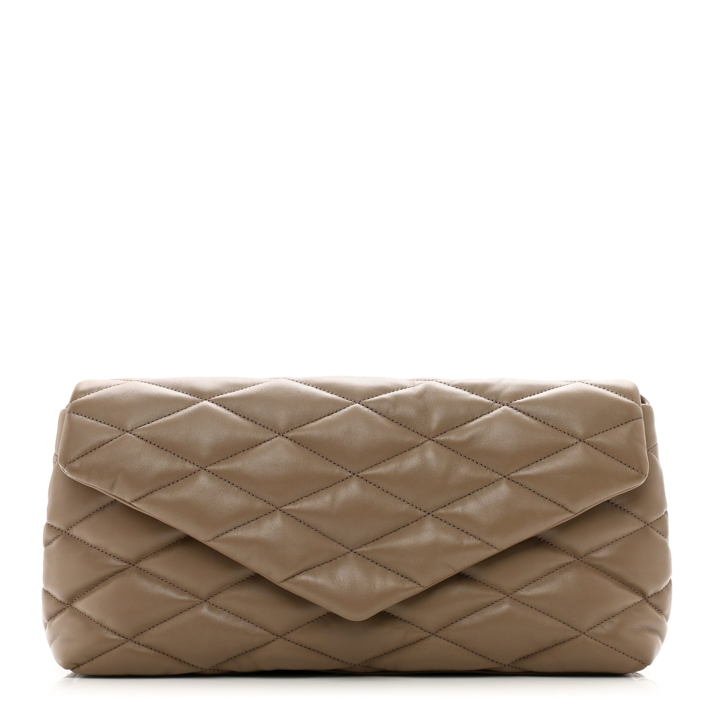 Lambskin Quilted Sade Puffer Envelope Clutch Dark Beige
