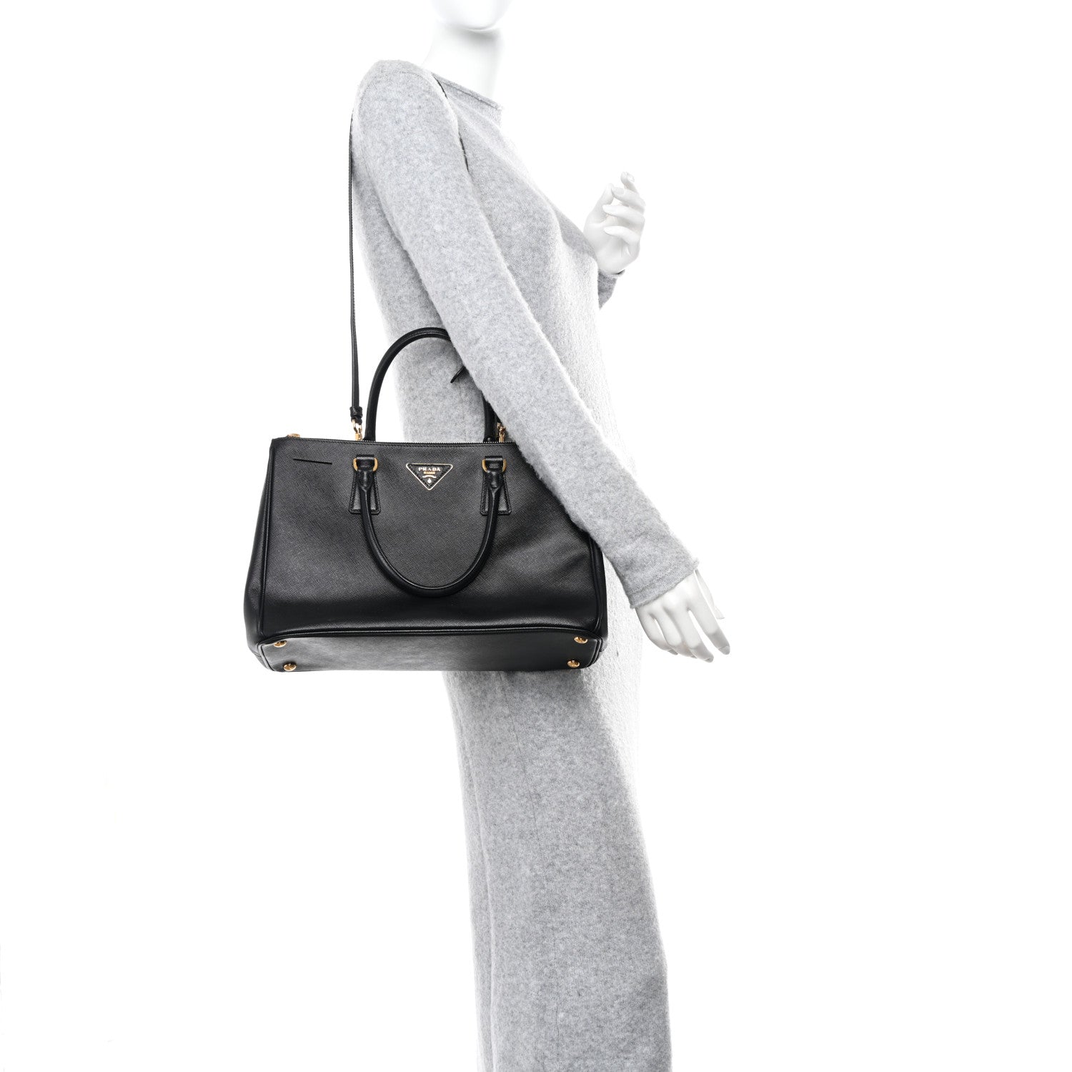 Prada Saffiano Medium Galleria Double Zip Tote Black 2 of 11