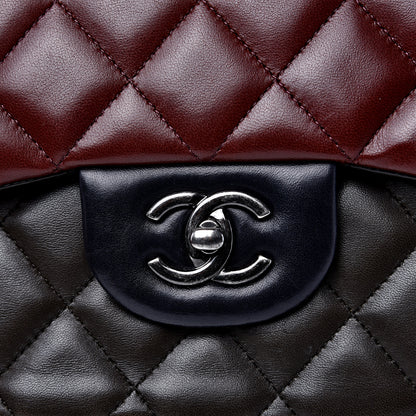 Chanel Lambskin Quilted Jumbo Tri-Color Double Flap Burgundy 7 of 19