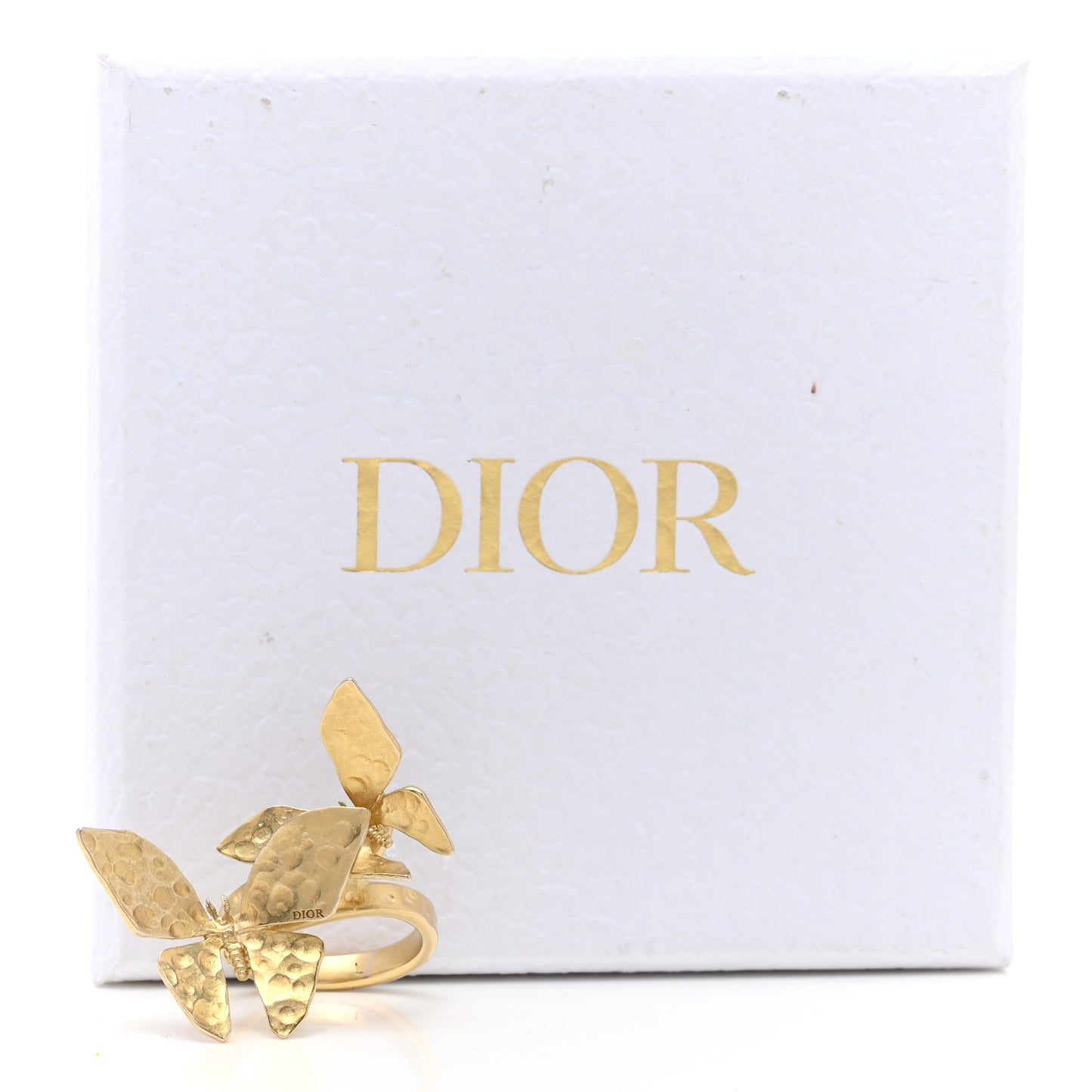 Metal Butterfly Ring L Gold