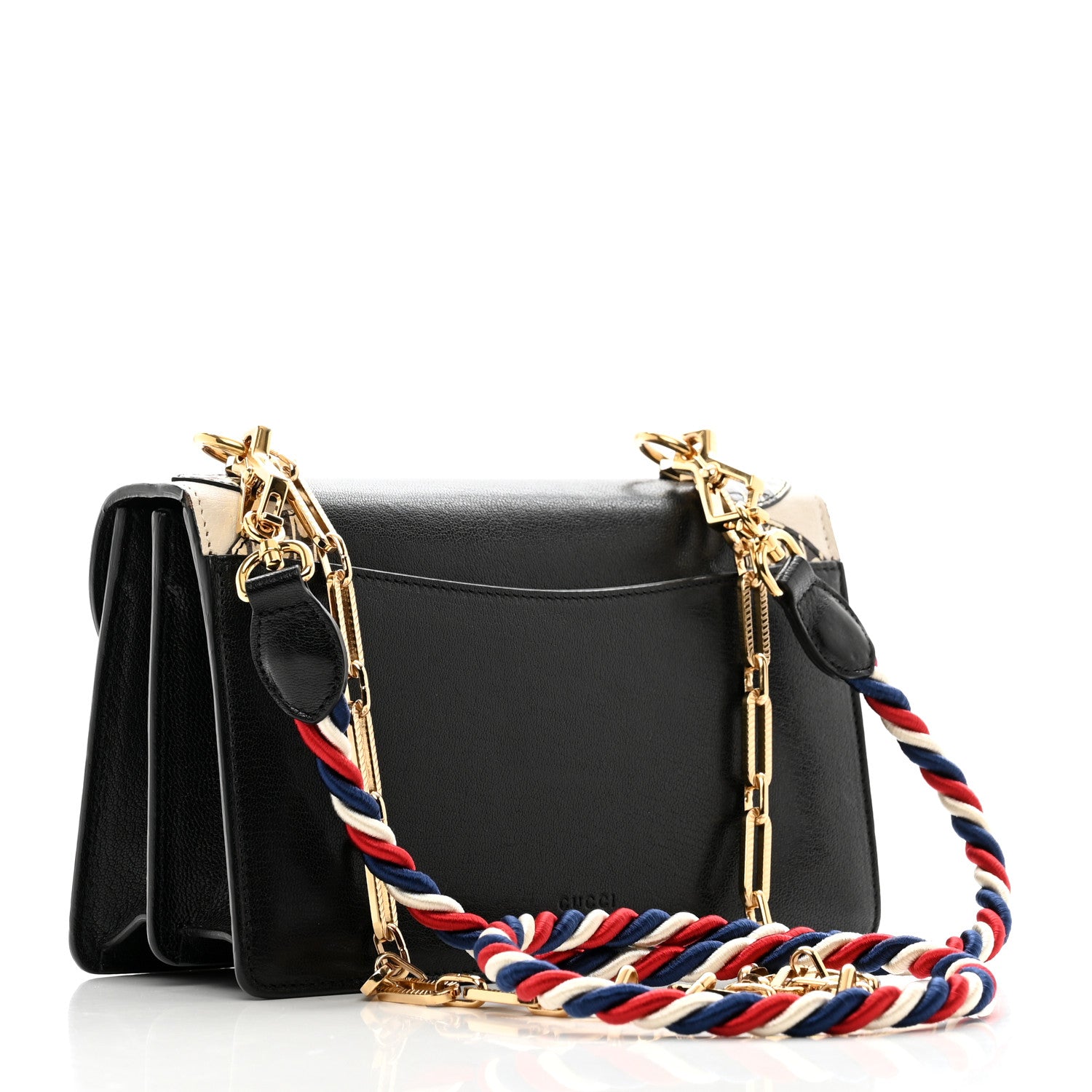 Gucci Goatskin Snakeskin Fox Broche Shoulder Bag Black 3 of 13