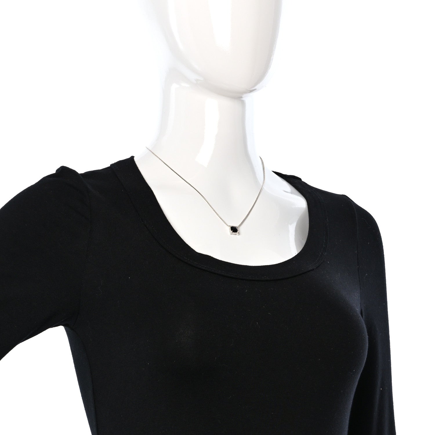 David Yurman Sterling Silver Diamond Black Onyx 7mm Chatelaine Pave Bezel Pendant Necklace 2 of 6