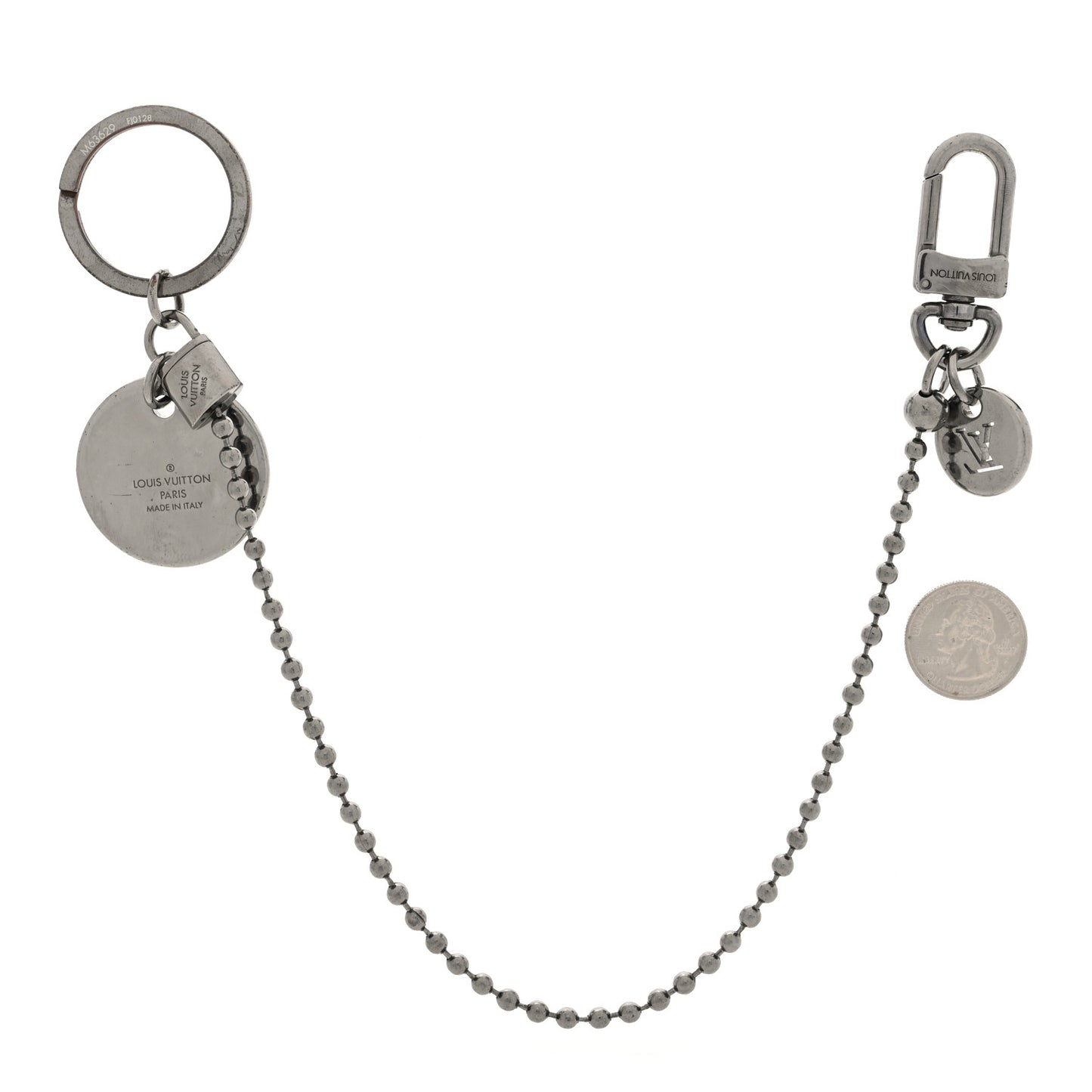 Calfskin Monogram Eclipse ID Pocket Key Chain Bag Charm and Key Holder