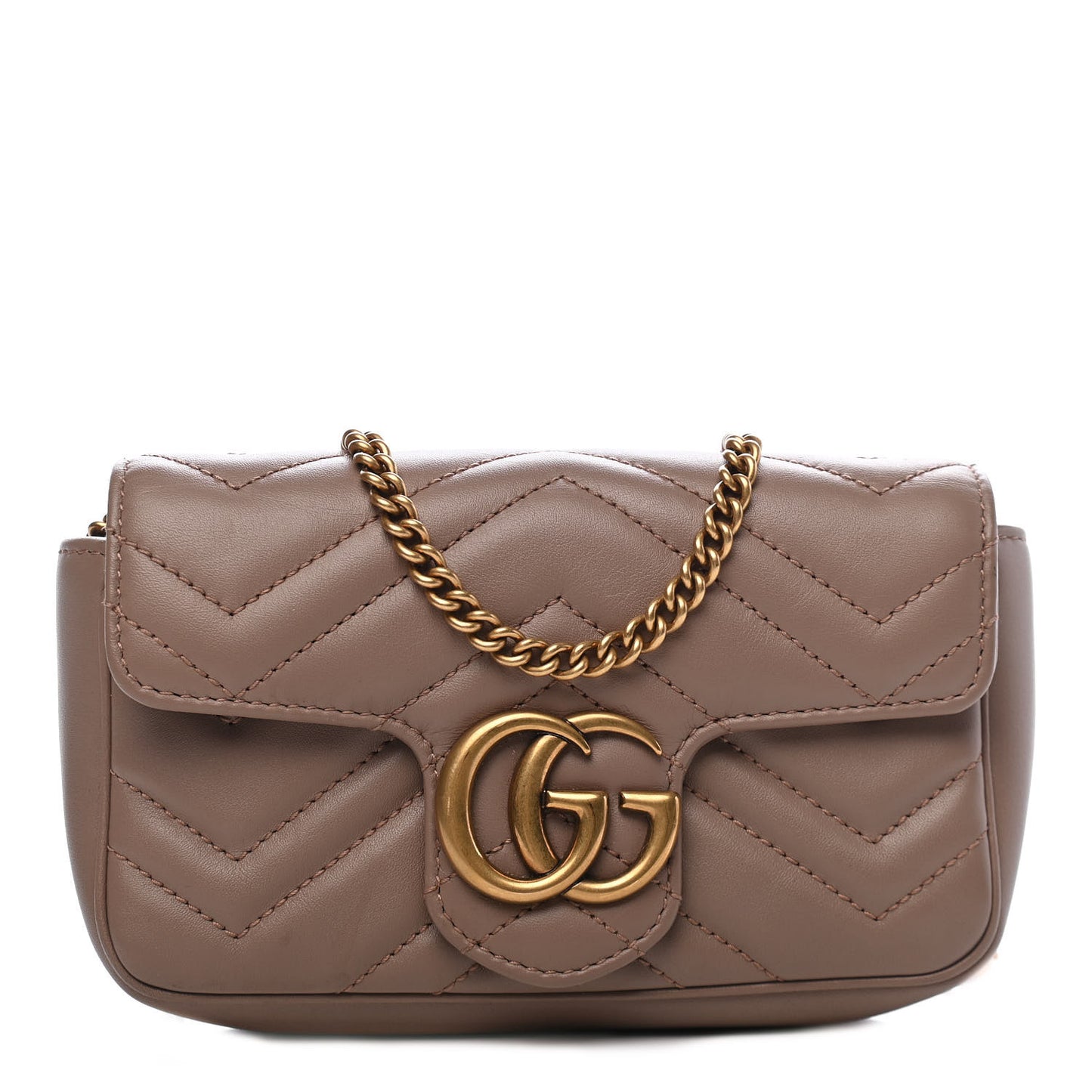 Calfskin Matelasse Super Mini GG Marmont Shoulder Bag Porcelain Rose