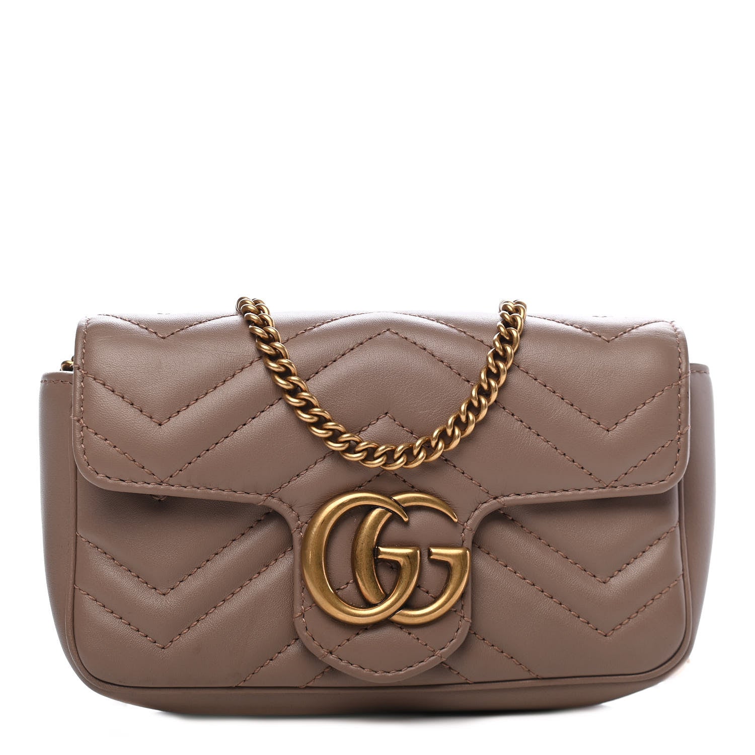 Gucci Calfskin Matelasse Super Mini GG Marmont Shoulder Bag Porcelain Rose 2 of 20