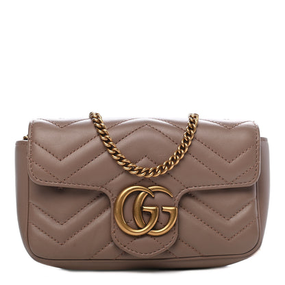 Gucci Calfskin Matelasse Super Mini GG Marmont Shoulder Bag Porcelain Rose 2 of 20