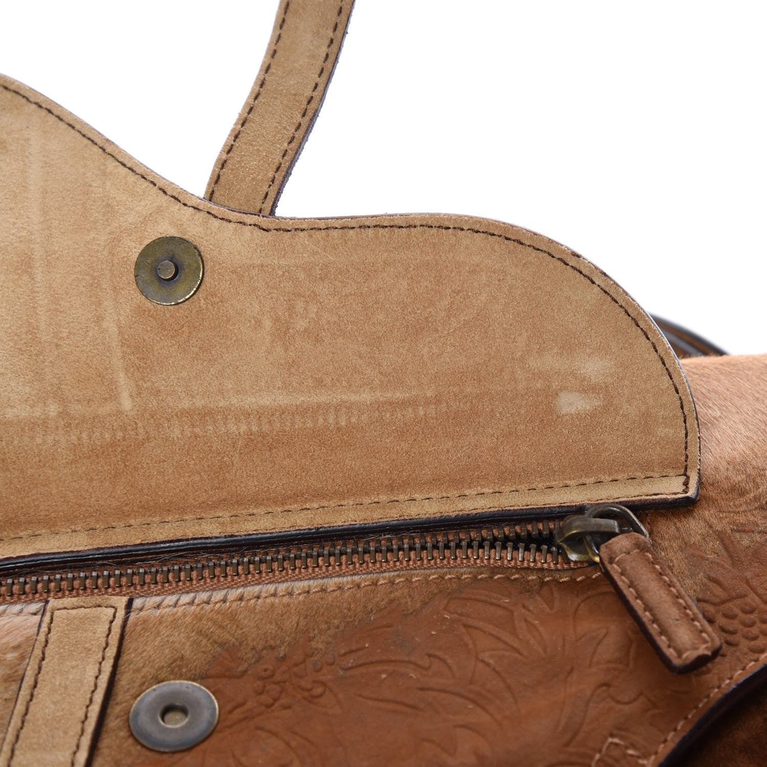 Christian Dior Suede Pony Hair Saddle Bag Brown 12 of 16