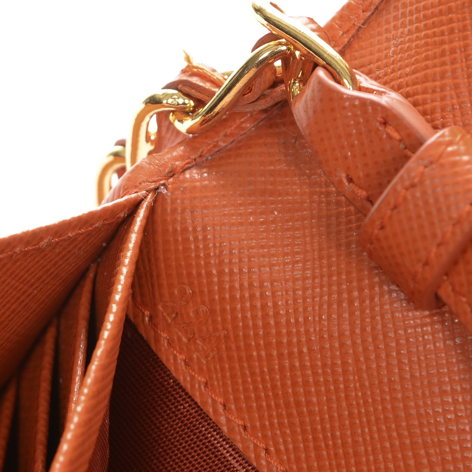 Prada Saffiano Metal Oro Chain Wallet Papaya 7 of 8