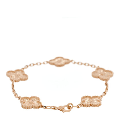 Van Cleef & Arpels 18K Yellow Gold 5 Motifs Vintage Alhambra Bracelet 2 of 4