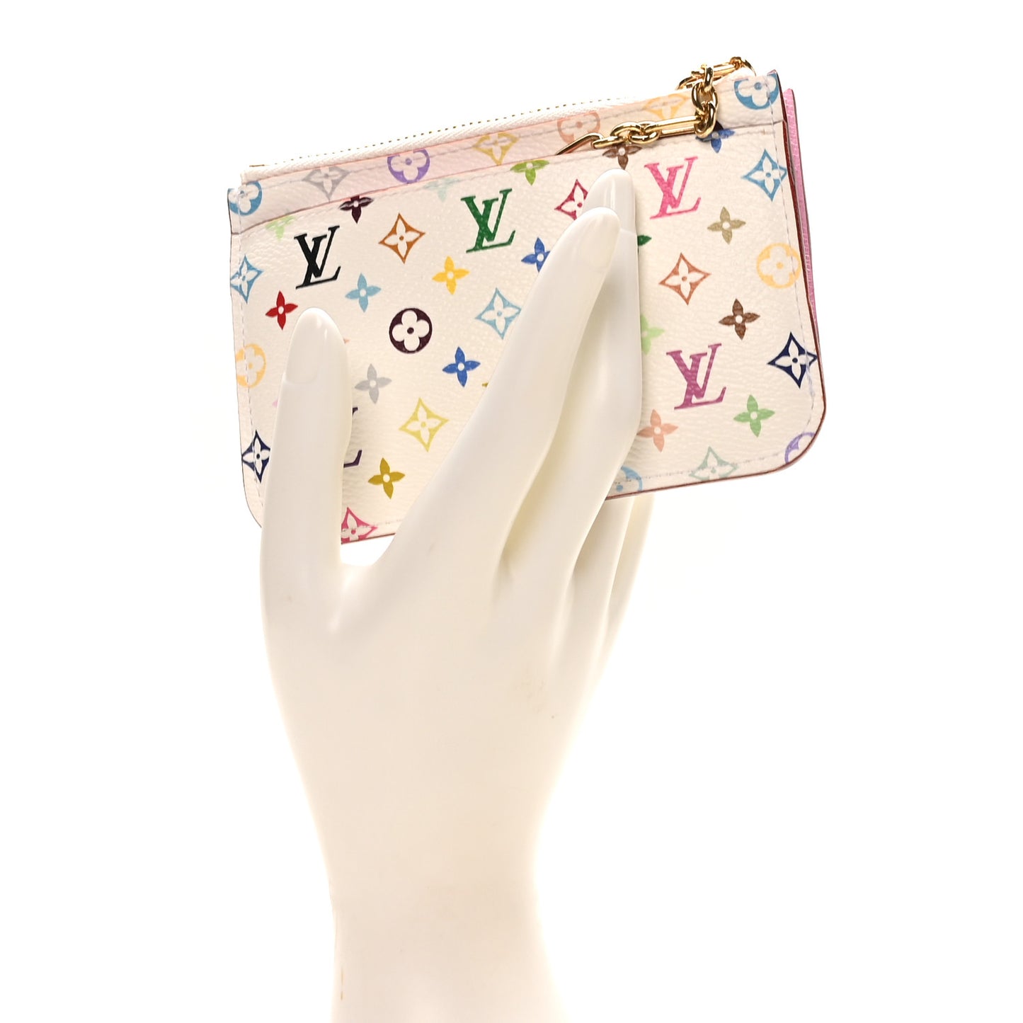 Monogram Multicolor Key Pouch White Litchi