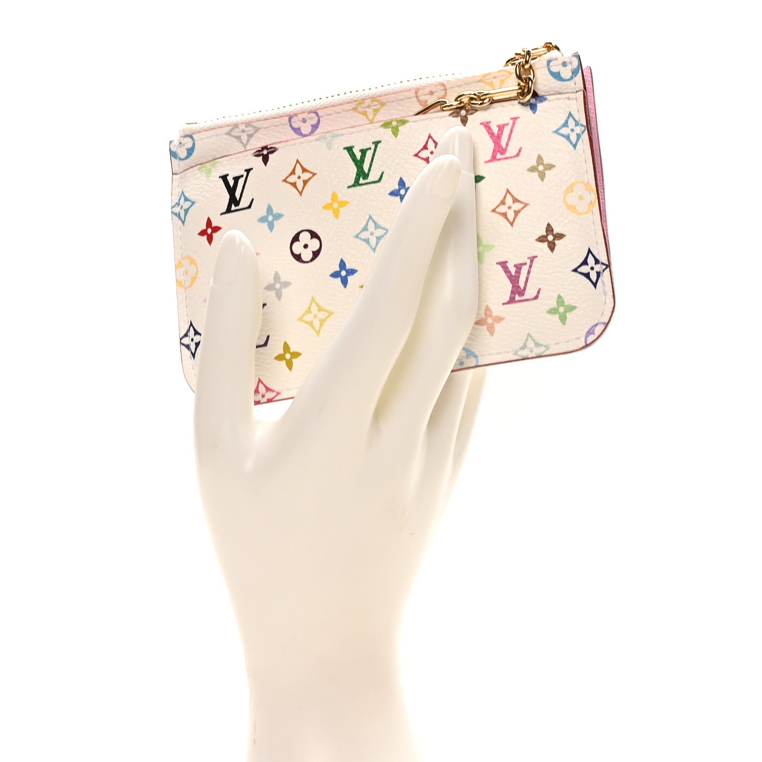 Louis Vuitton Monogram Multicolor Key Pouch White Litchi 2 of 7