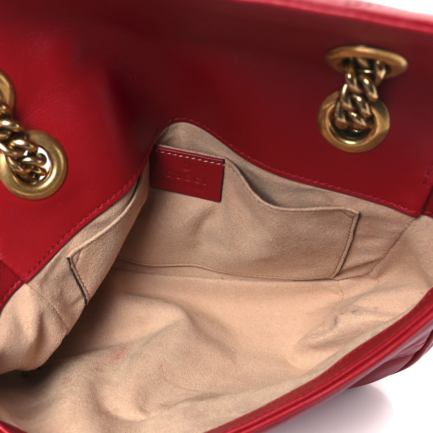Gucci Calfskin Matelasse Mini GG Marmont Shoulder Bag Hibiscus Red 5 of 11