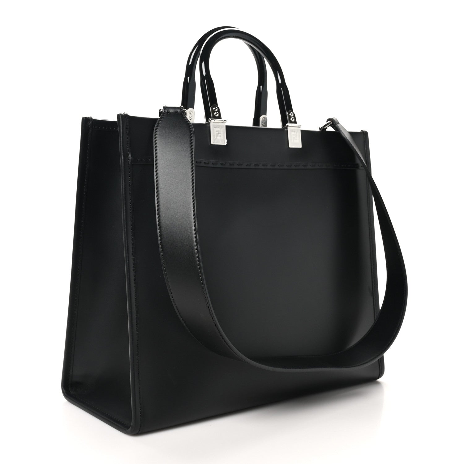 Fendi Vitello King Plexiglass Medium Fendi Sunshine Shopper Tote Black White 3 of 9
