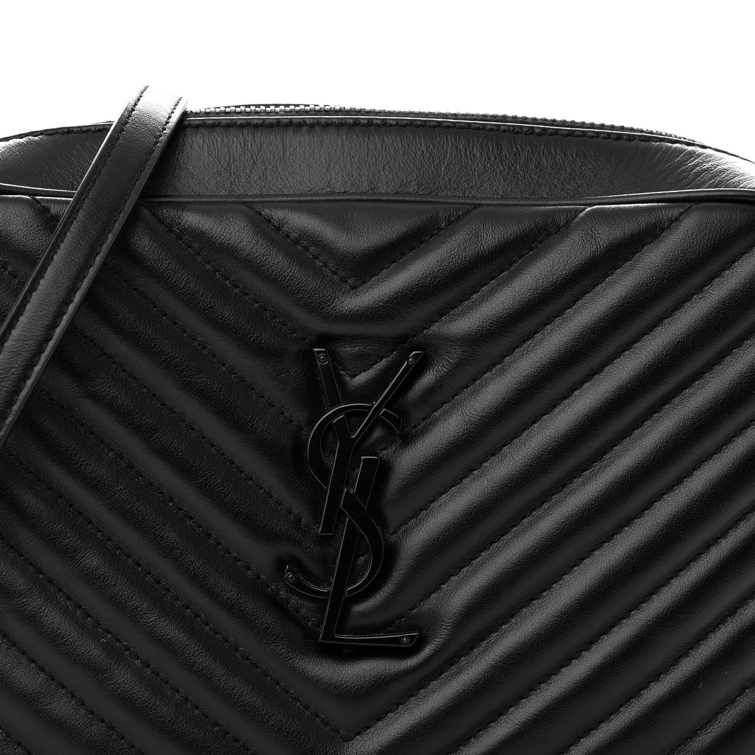 Saint Laurent Calfskin Matelasse Monogram Monochrome Lou Camera Bag Black 8 of 12