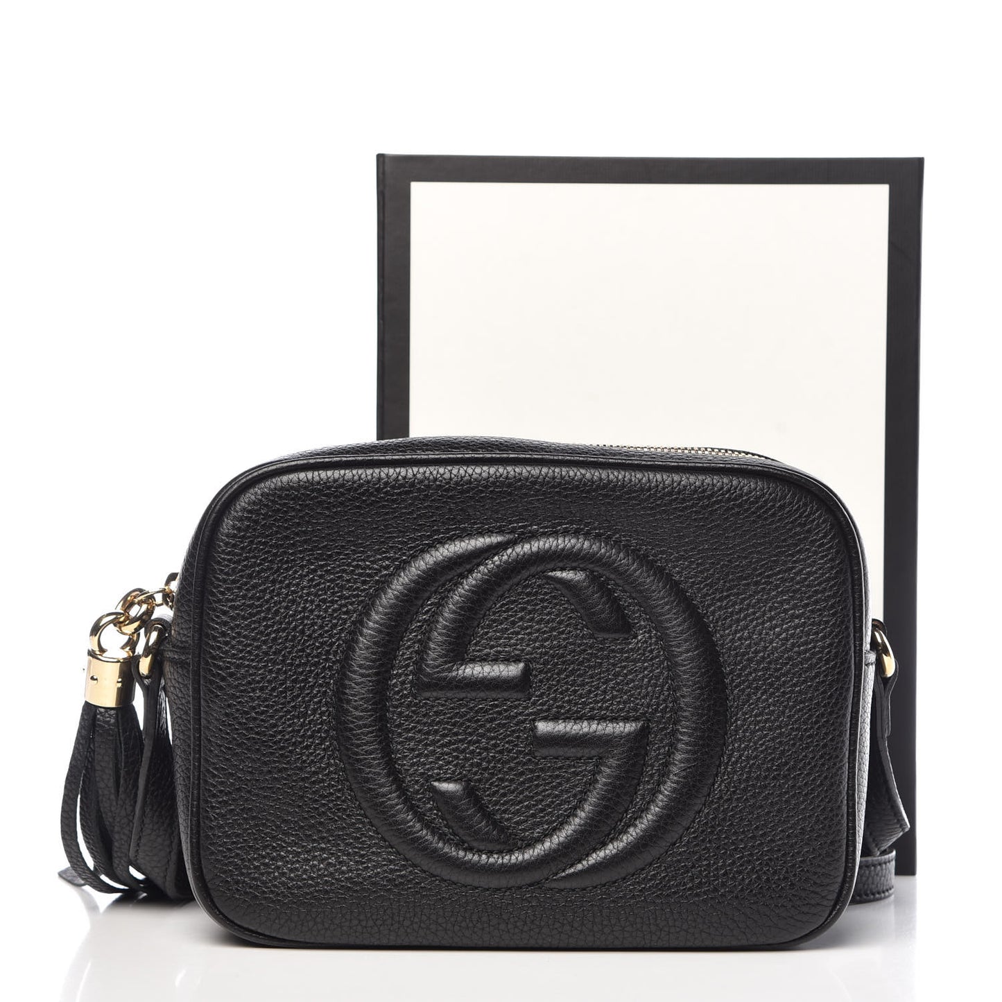 Pebbled Calfskin Small Soho Disco Bag Black