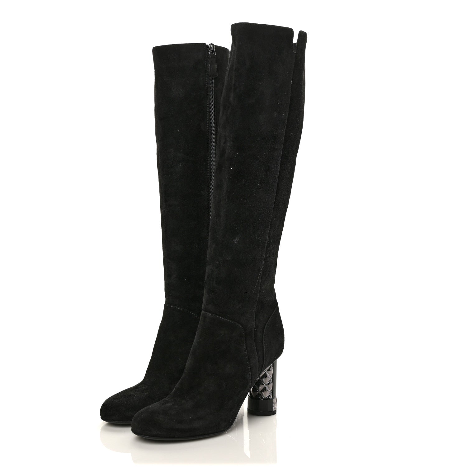 Chanel Suede Calfskin High Boots 37 Black 3 of 12