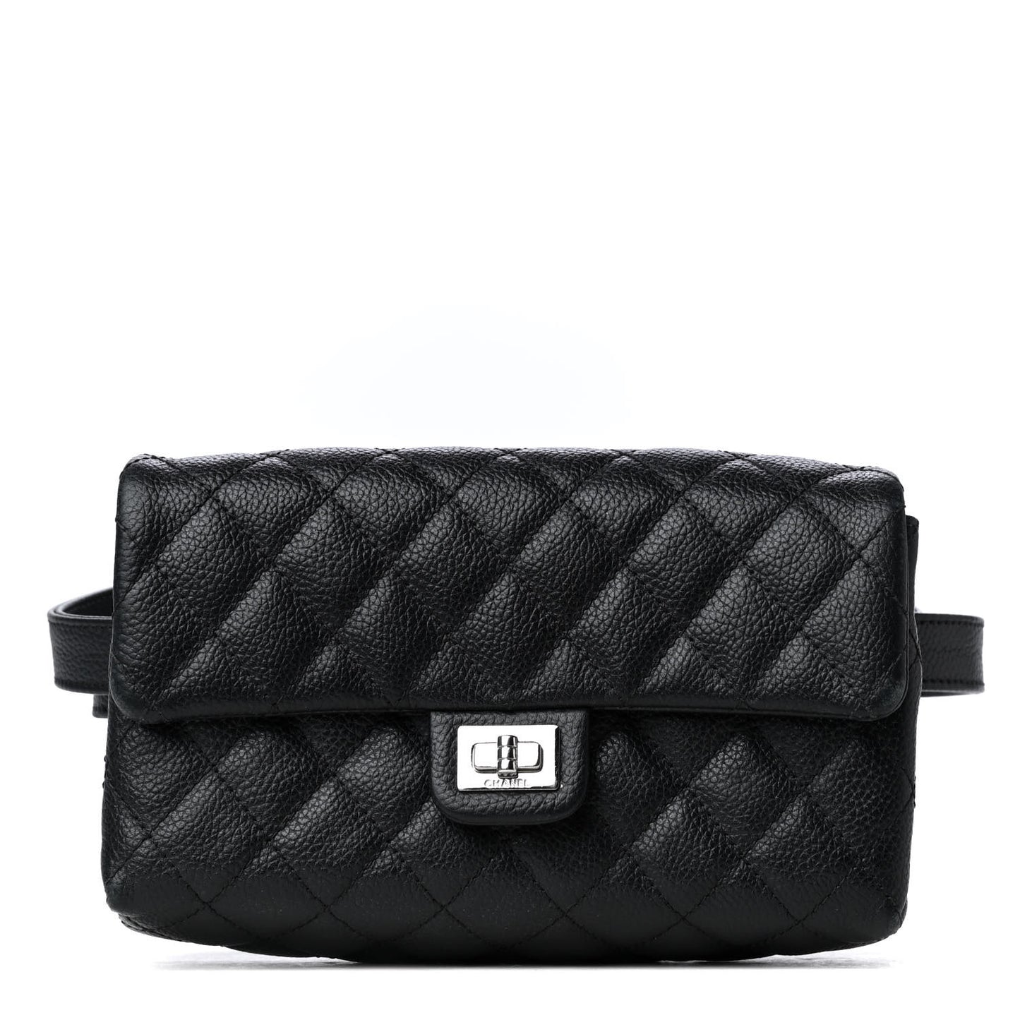 Grained Calfskin Quilted 2.55 Reissue Flap Belt Bag Clutch Black