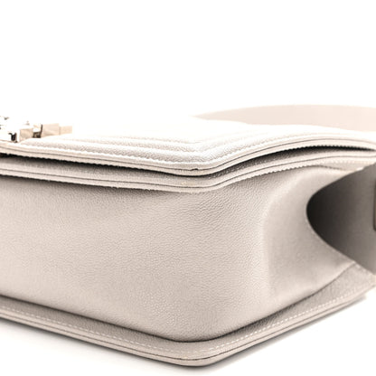Chanel Caviar Quilted Medium Boy Flap Light Grey 9 of 9