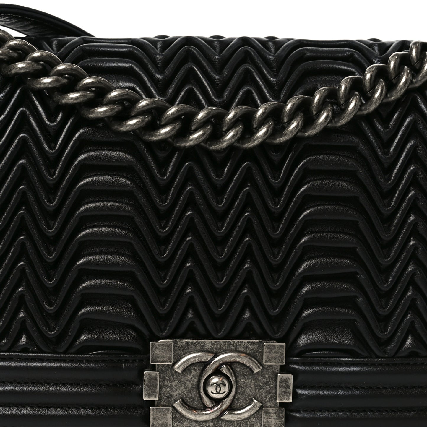 Calfskin Pleated Medium Boy Flap Black