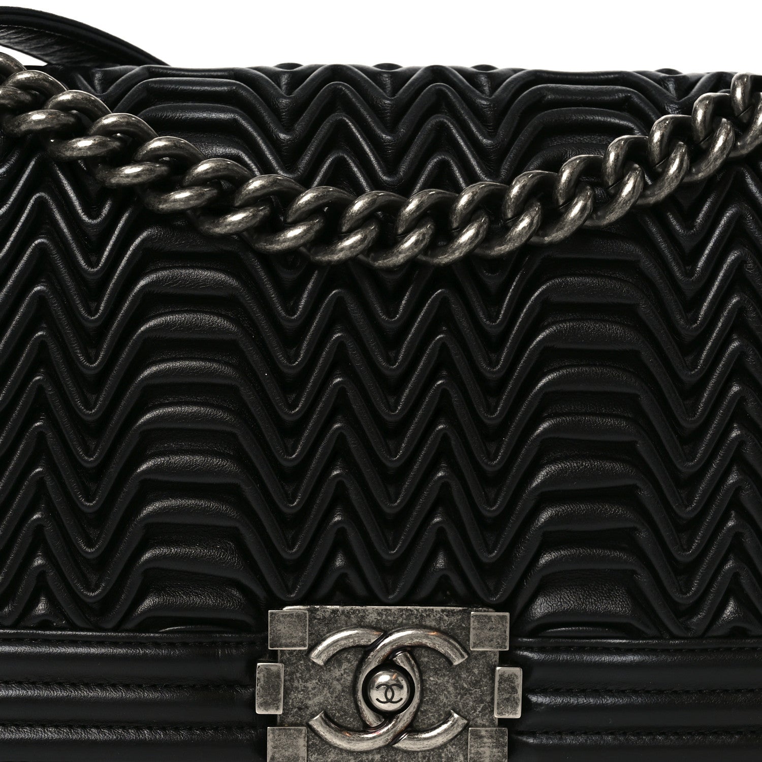 Chanel Calfskin Pleated Medium Boy Flap Black 8 of 10