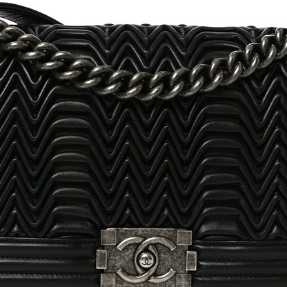 Chanel Calfskin Pleated Medium Boy Flap Black 8 of 10