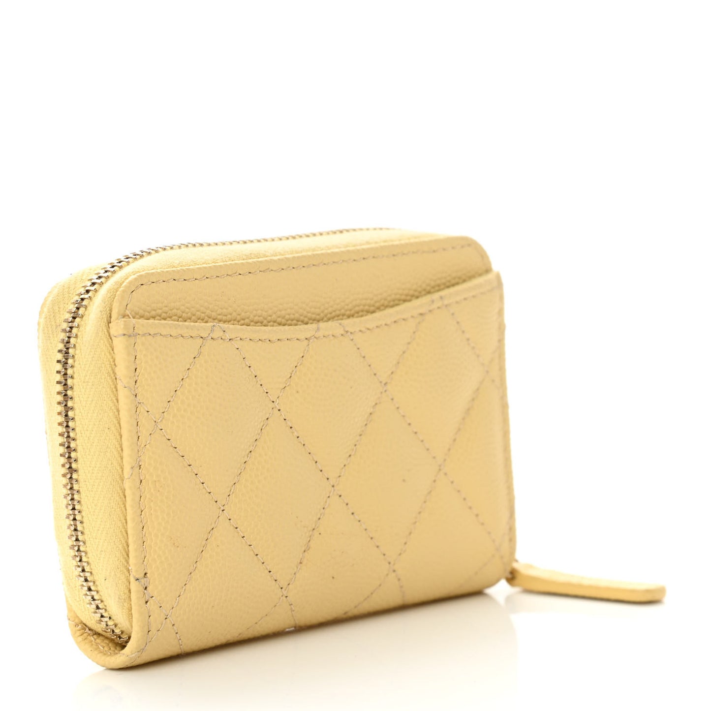 Caviar Quilted Zip Coin Purse Yellow