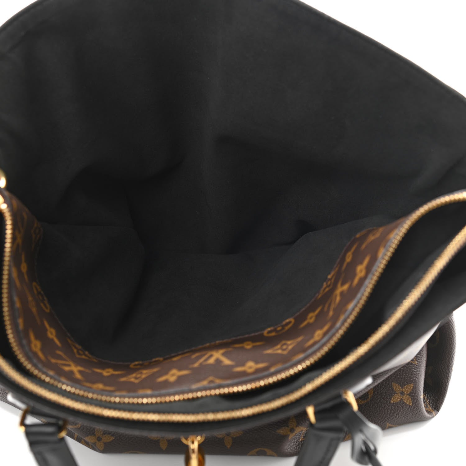 Louis Vuitton Monogram Flower Zipped Tote MM Black 6 of 12