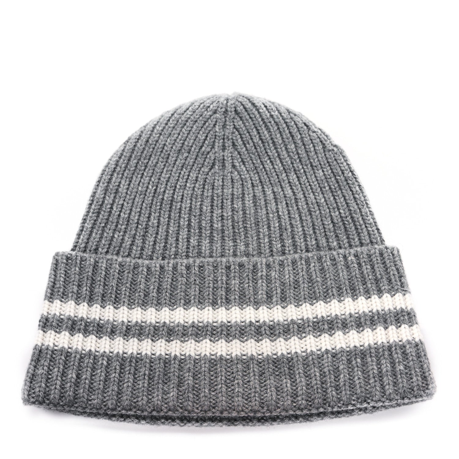 Chanel Cashmere Logo Beanie Hat Gray White 2 of 3