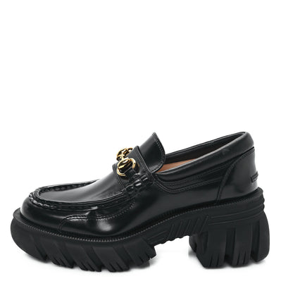 Gucci Magnum Calfskin Nappa Samoa Womens Horsebit Platform Chunky Lug Sole 40mm Loafers 35 Black 1 of 10