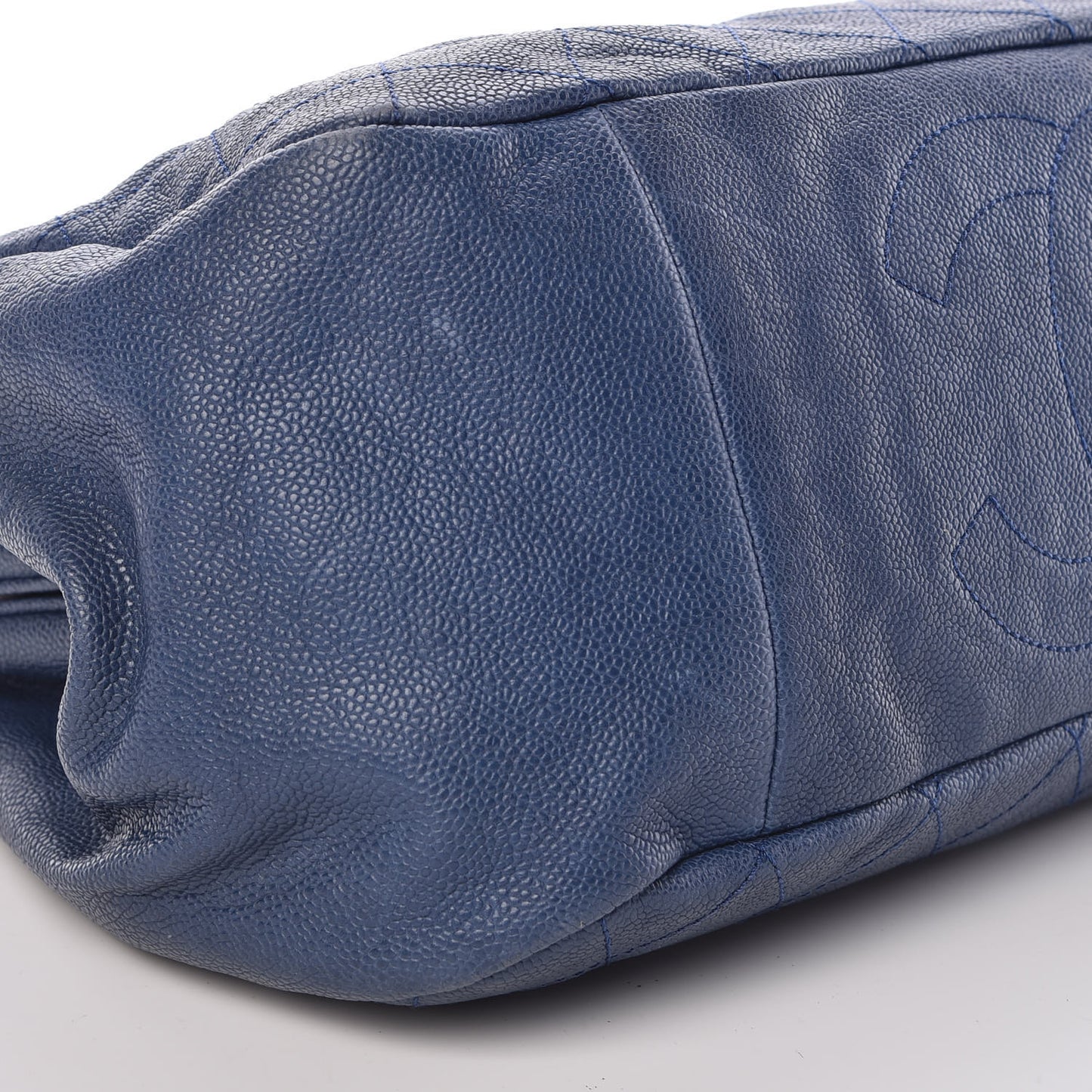 Caviar Quilted Framed Bowling Bag Blue