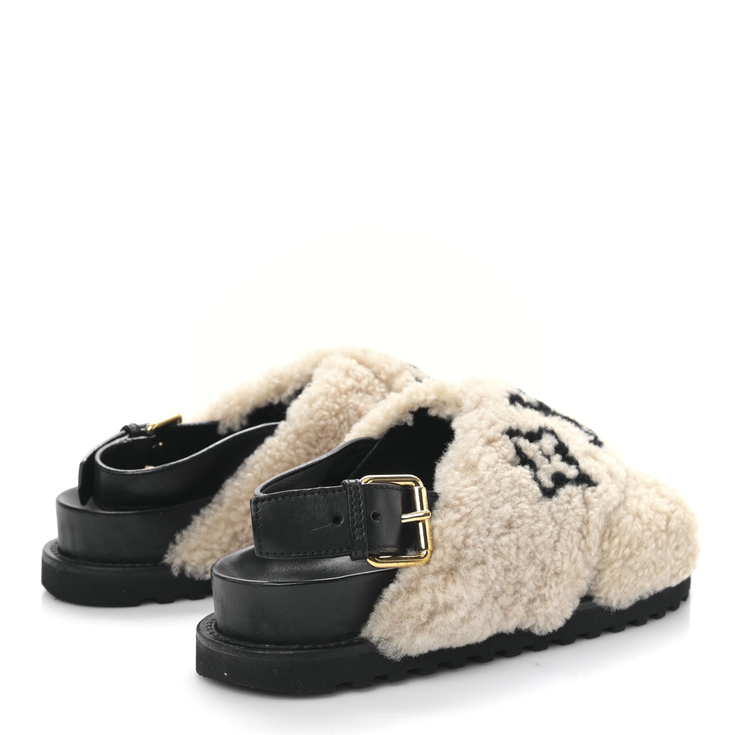 Louis Vuitton Shearling Calfskin Paseo Flat Comfort Sandal 37.5 Beige 4 of 7