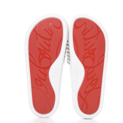 Christian Louboutin Calfskin Donna Studded Pool Fun Platform Flat Slide Sandals 41.5 White 5 of 8