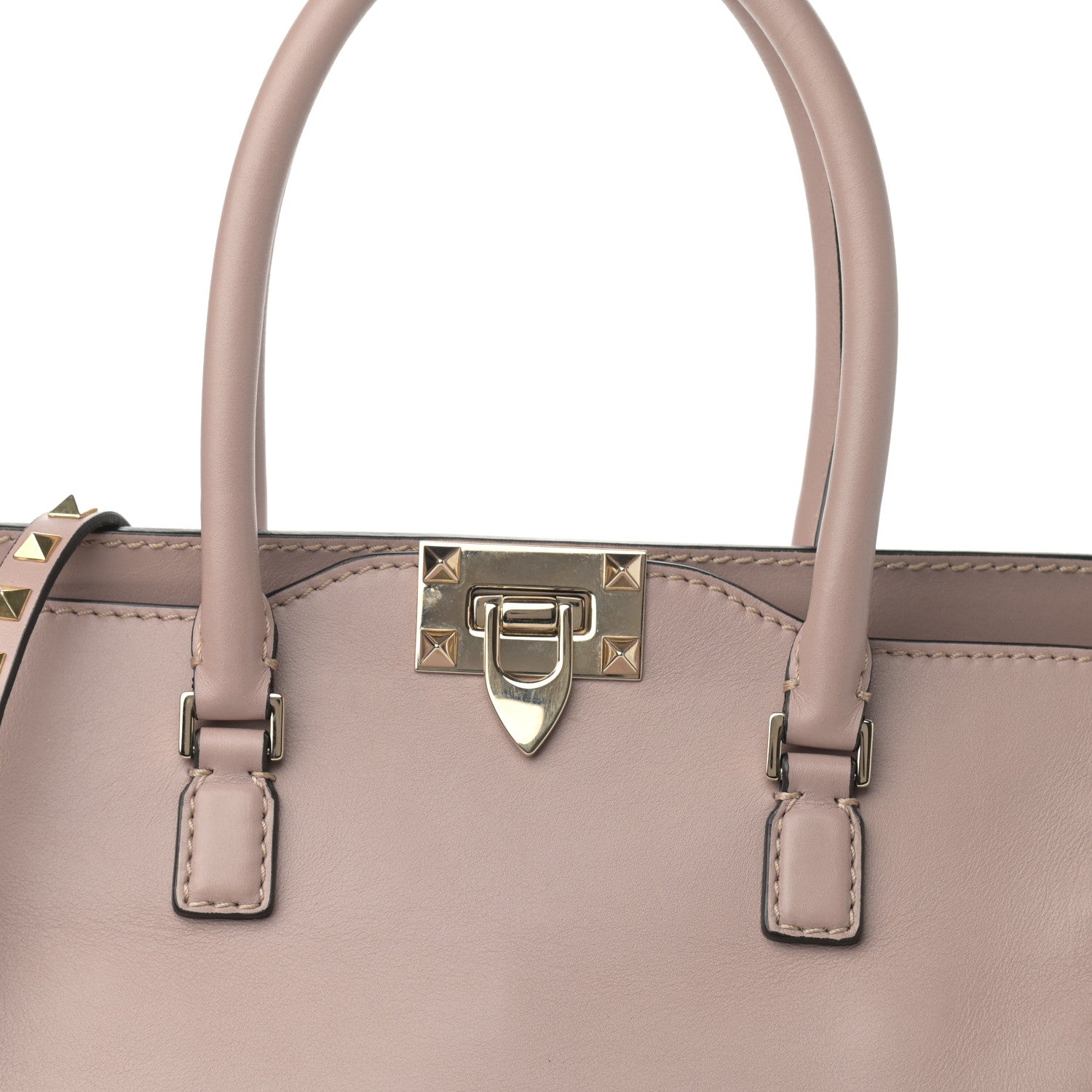Valentino Garavani Vitello Rockstud Double Handle Tote Poudre 8 of 10