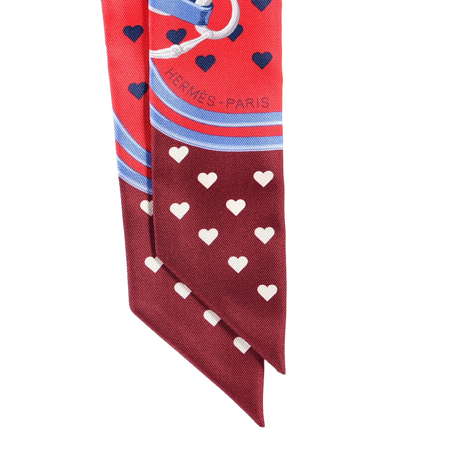 Hermes Silk Brides de Gala Love Twilly Rouge Bleu Bordeaux 2 of 3