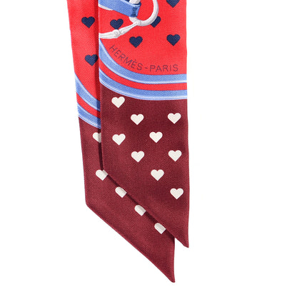 Hermes Silk Brides de Gala Love Twilly Rouge Bleu Bordeaux 2 of 3
