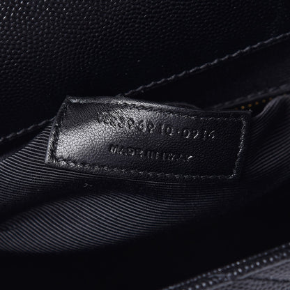 Saint Laurent Grain De Poudre Matelasse Chevron Large Monogram Satchel Black 8 of 8