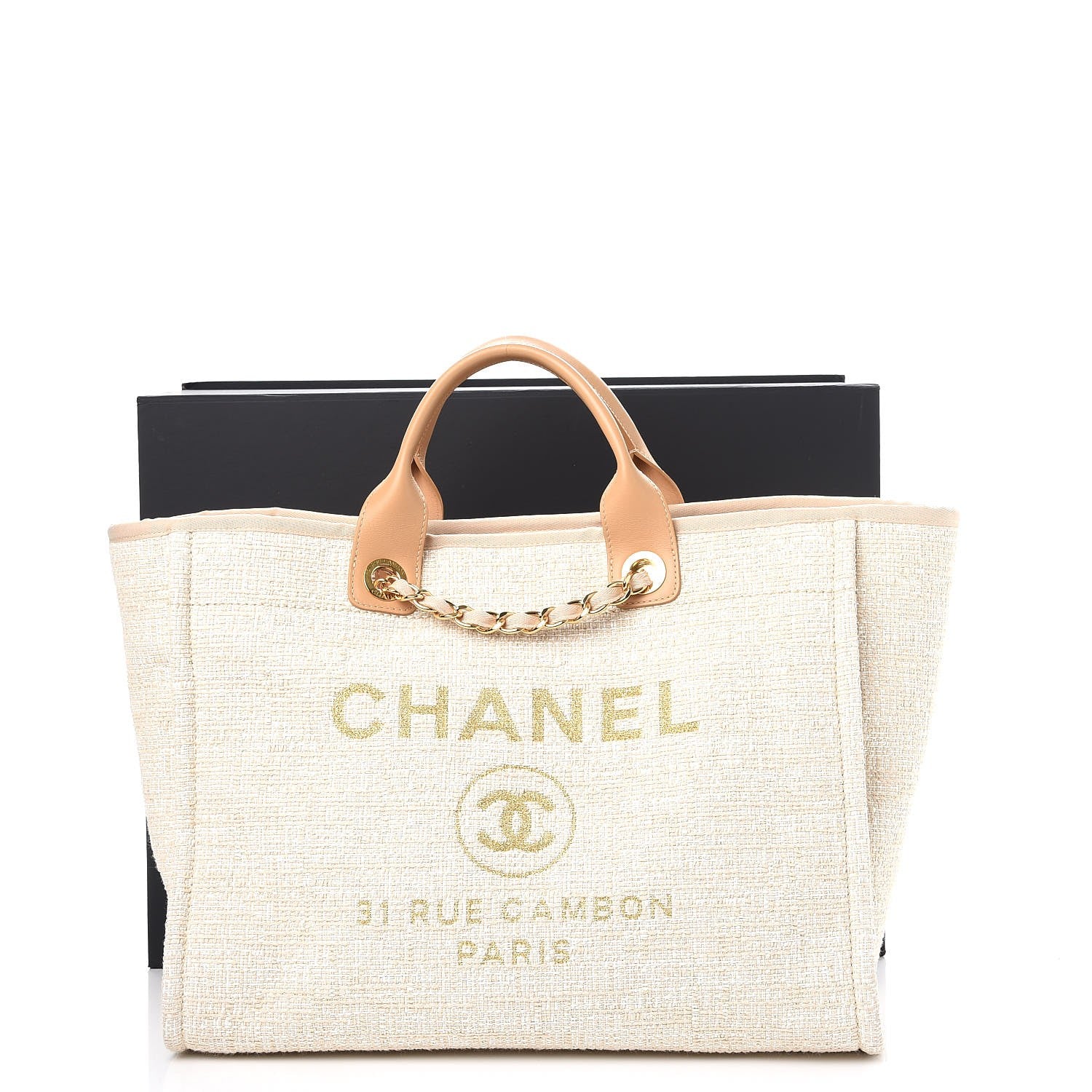 Chanel Canvas Large Deauville Tote Light Beige 9 of 9