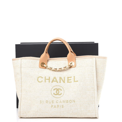 Chanel Canvas Large Deauville Tote Light Beige 9 of 9