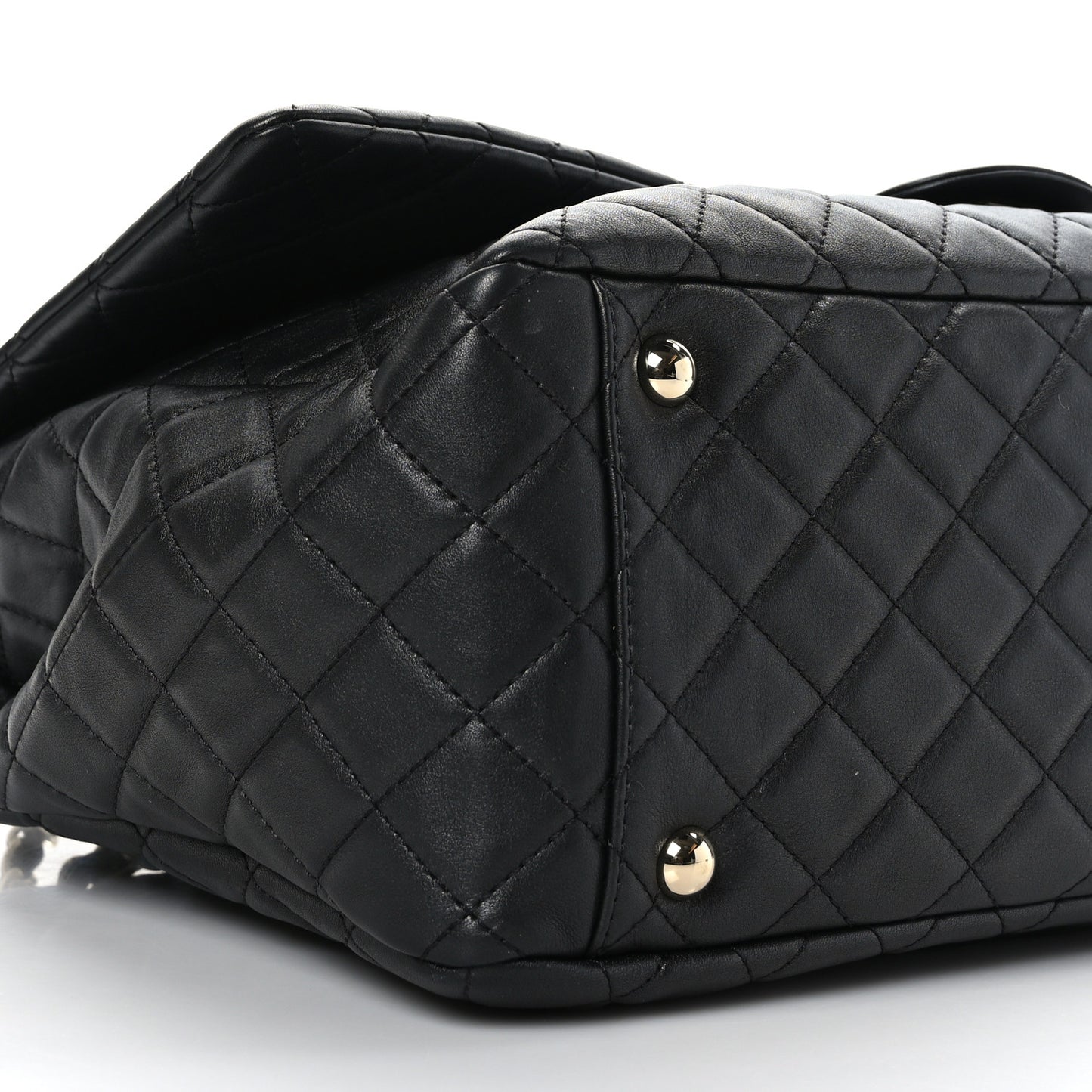 Calfskin Quilted XXL Travel Flap Bag Black