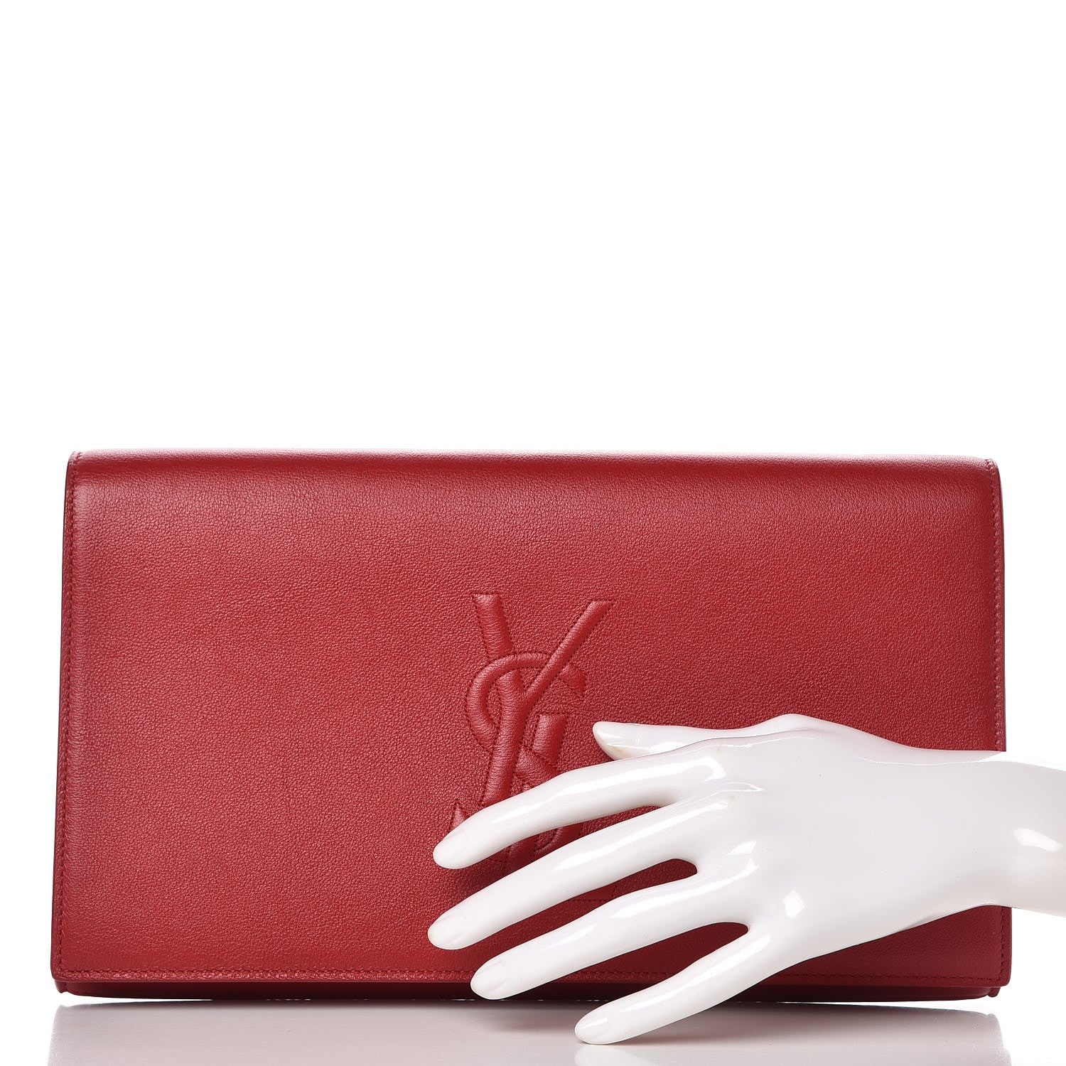 Saint Laurent Calfskin Monogram Large Belle De Jour Clutch Rouge Orient 2 of 6