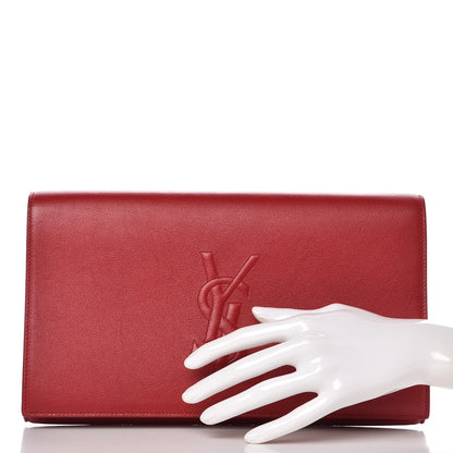 Saint Laurent Calfskin Monogram Large Belle De Jour Clutch Rouge Orient 2 of 6