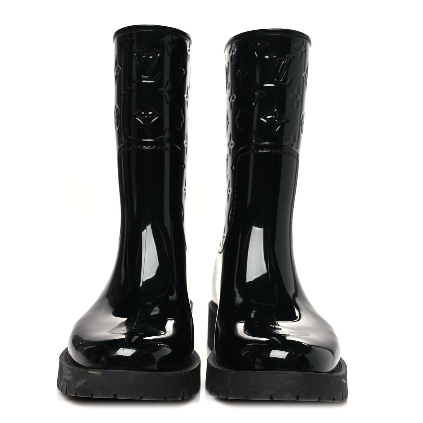 Rubber Embossed Monogram Drops Flat Half Boots 37 Black