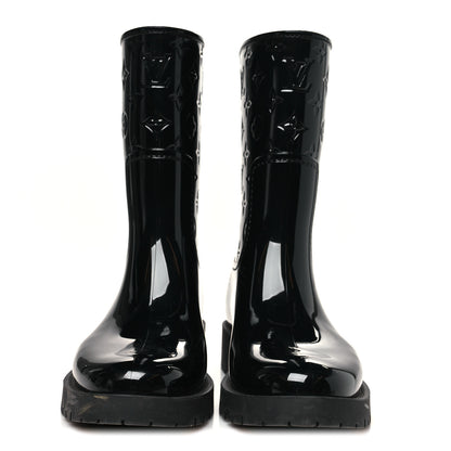 Louis Vuitton Rubber Embossed Monogram Drops Flat Half Boots 37 Black 2 of 10
