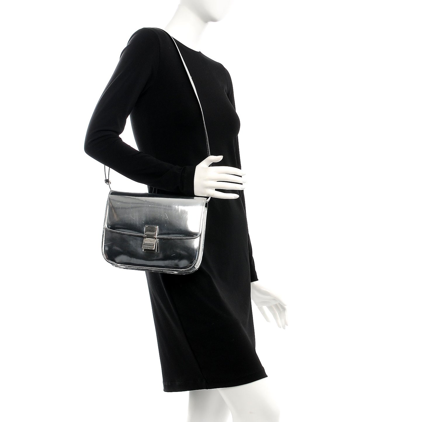 Mirror Box Calfskin Medium Classic Box Flap Bag Silver