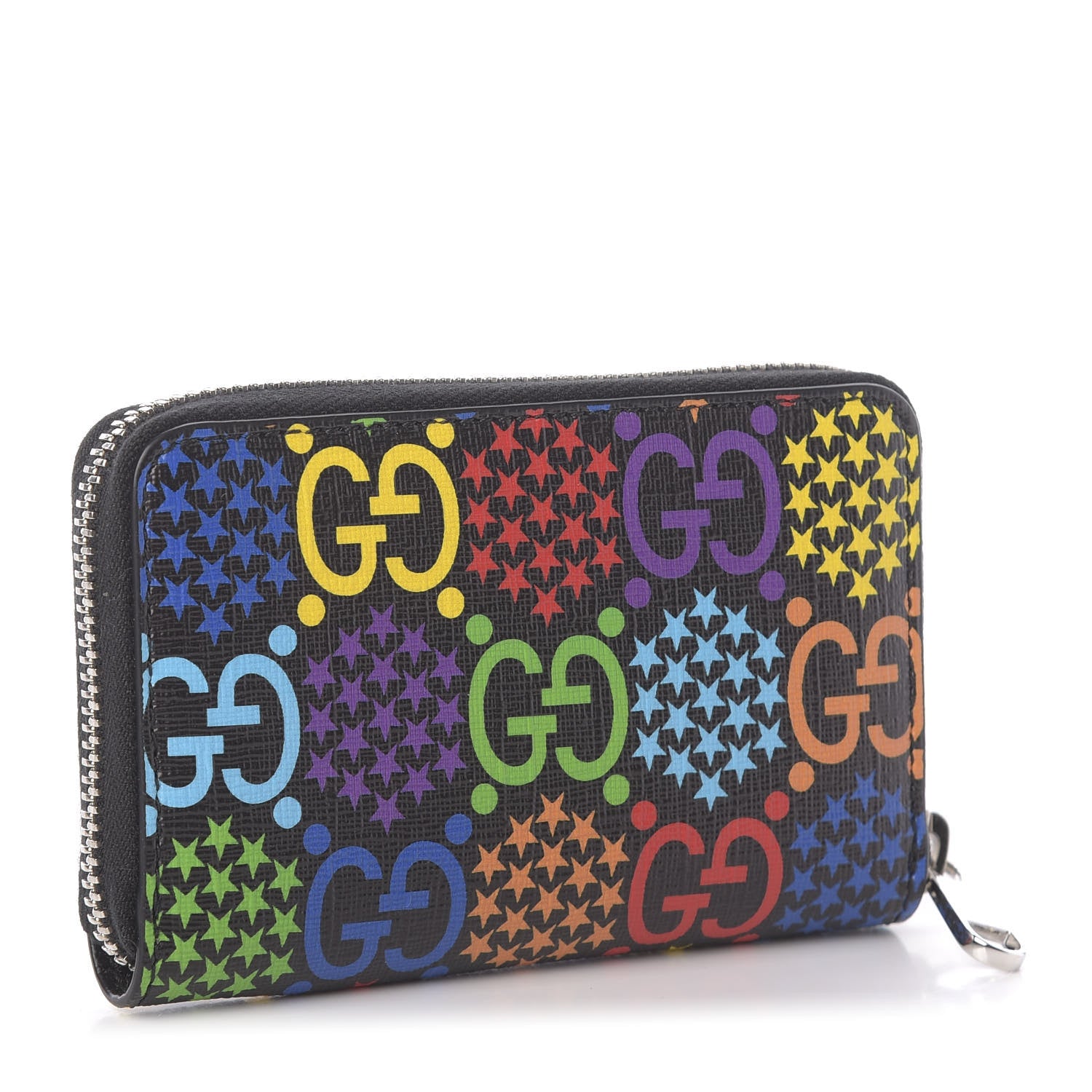 Gucci GG Supreme Monogram Psychedelic Zip Around Card Case Wallet Black 3 of 7