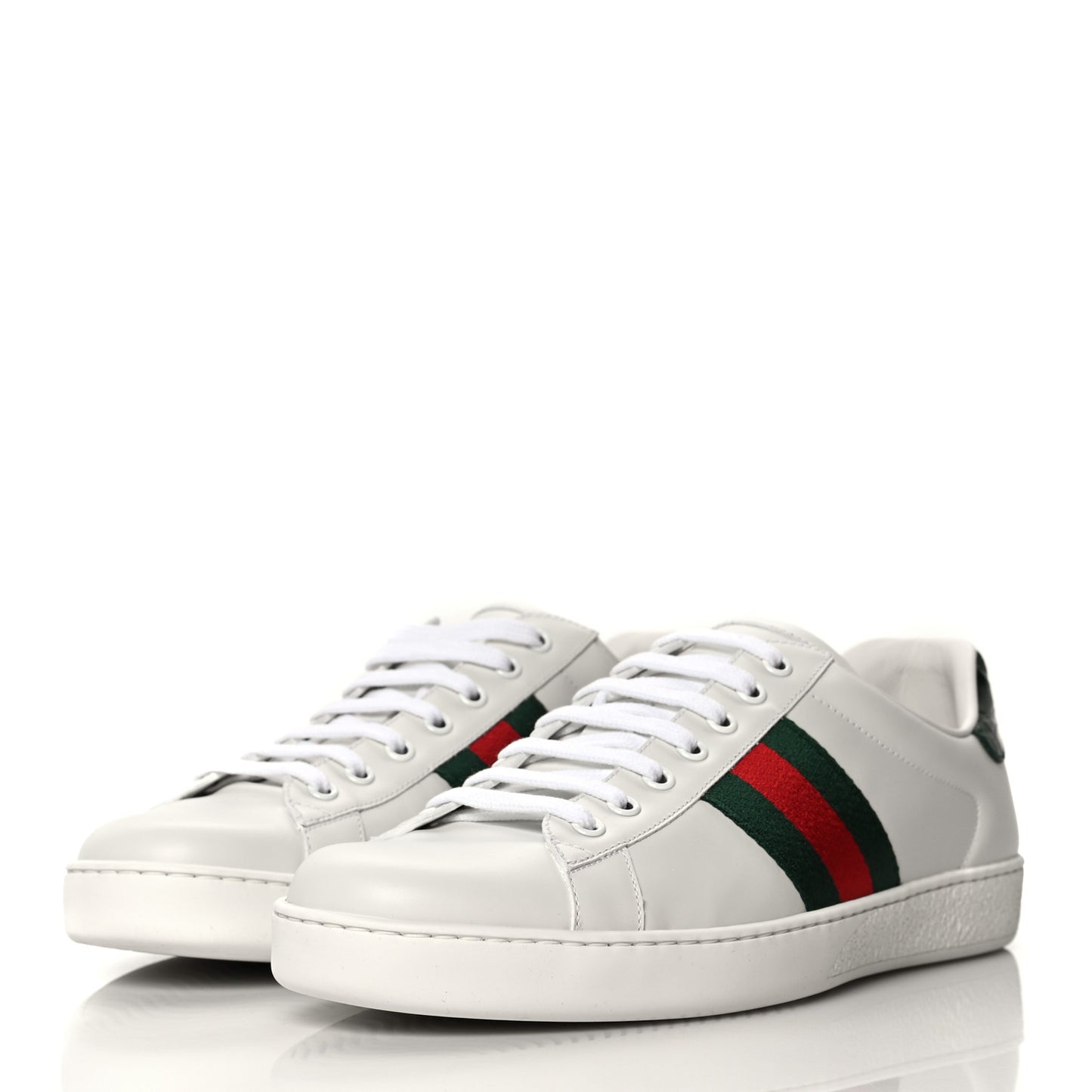 Calfskin Crocodile Web Mens Ace Sneakers 10 White Green
